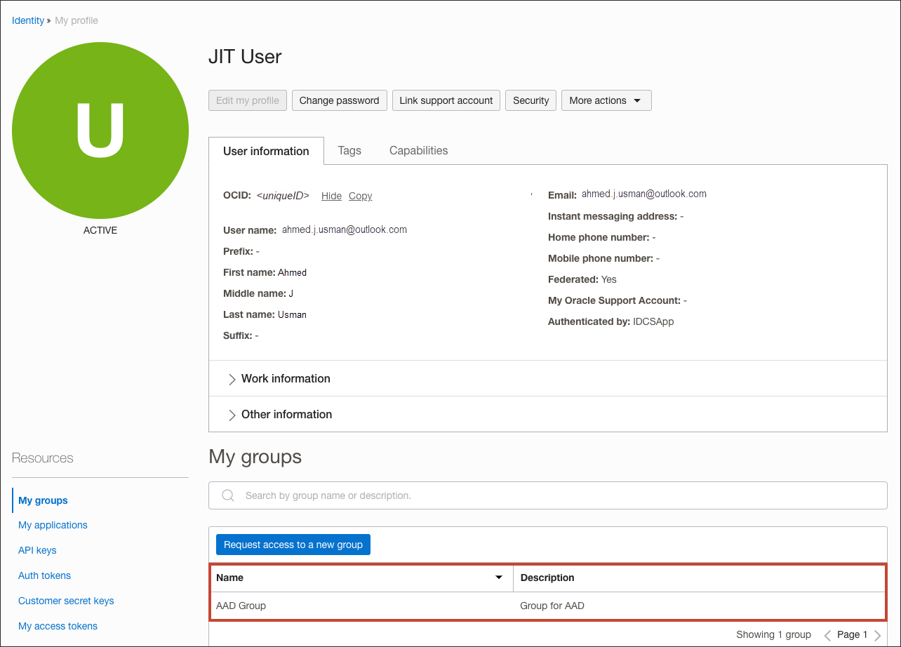 Click to expand Check user properties in OCI IAM