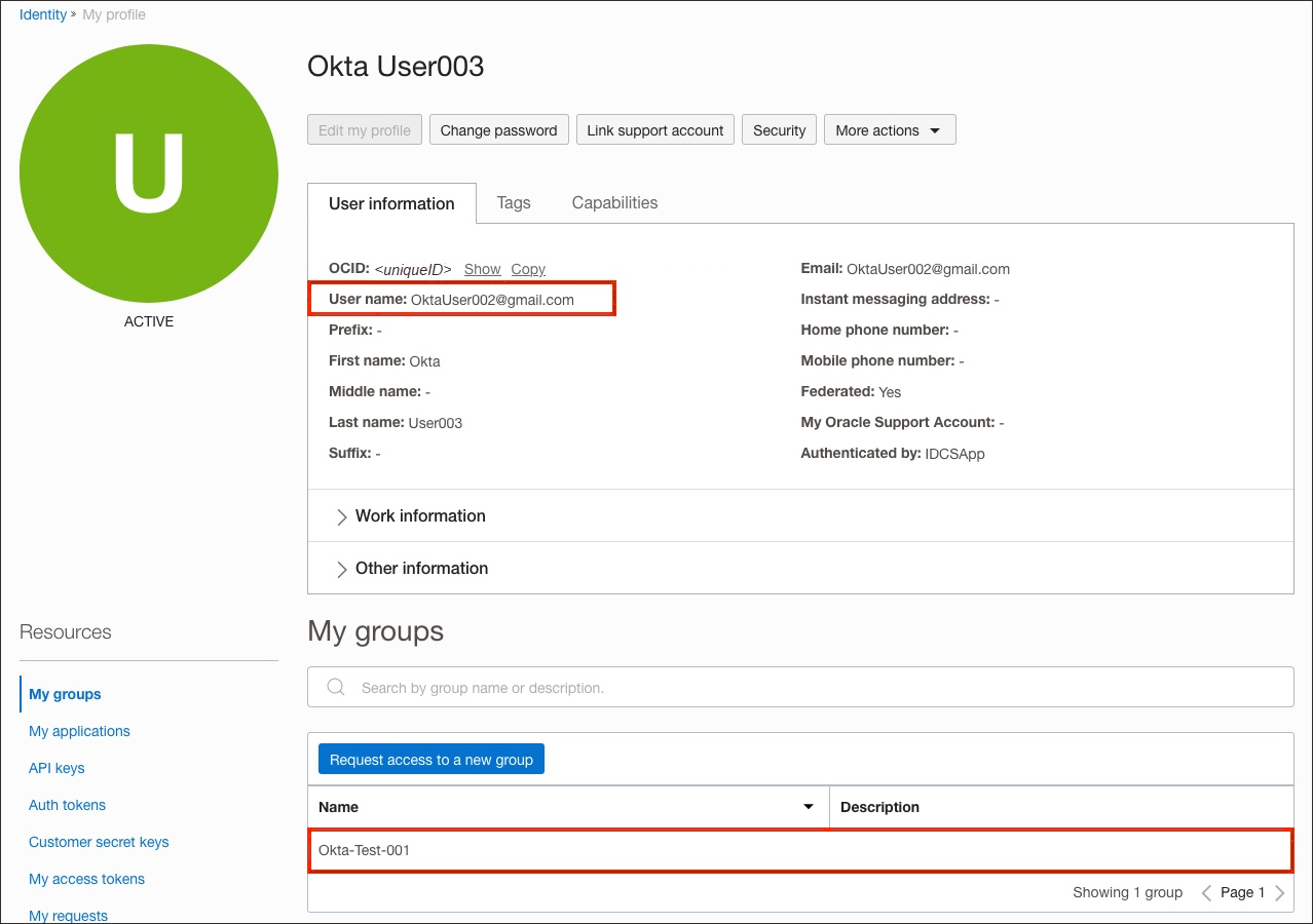Click to expand Check user properties in OCI IAM