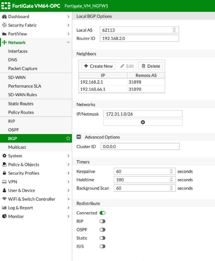 Click to expand This image shows the local BGP options to configure.