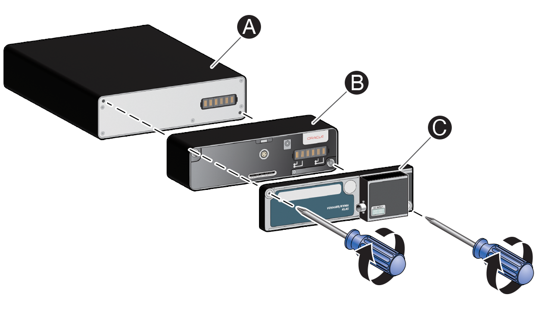An illustration showing how the battery pack and Power adapter are mounted on the Ultra device.