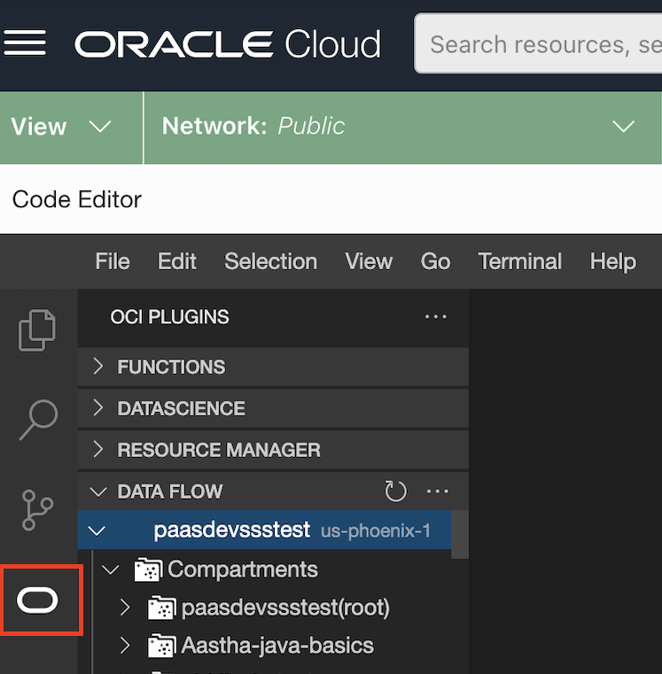 Selectthe Oracle logo to display a list of plug-ins.