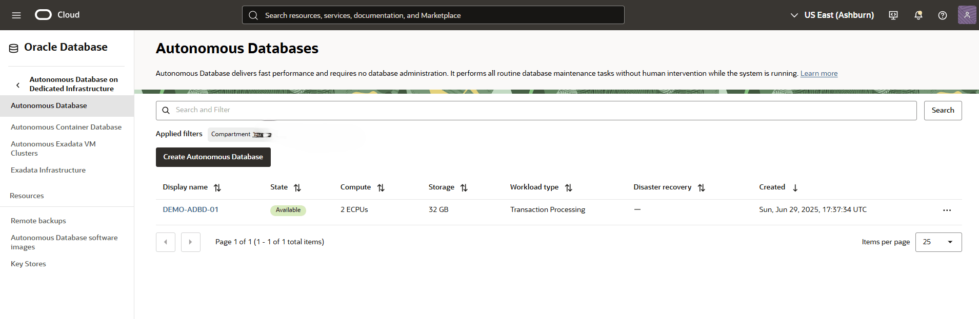 This screenshot shows the final step of creating an Autonomous AI Database. This screenshot shows the final step of creating an Autonomous AI Database.