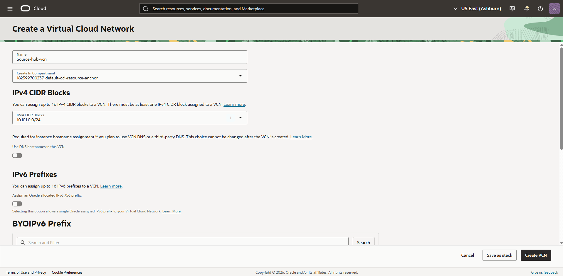 This screenshot shows the required configuration for cross-region restore.