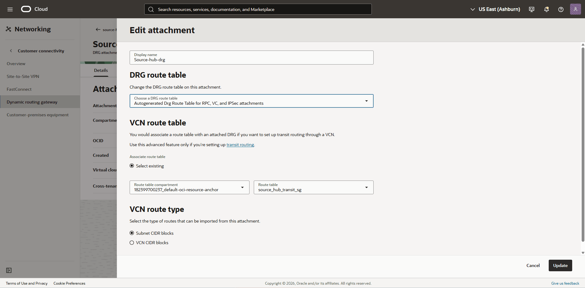 This screenshot shows the required configuration for cross-region restore.