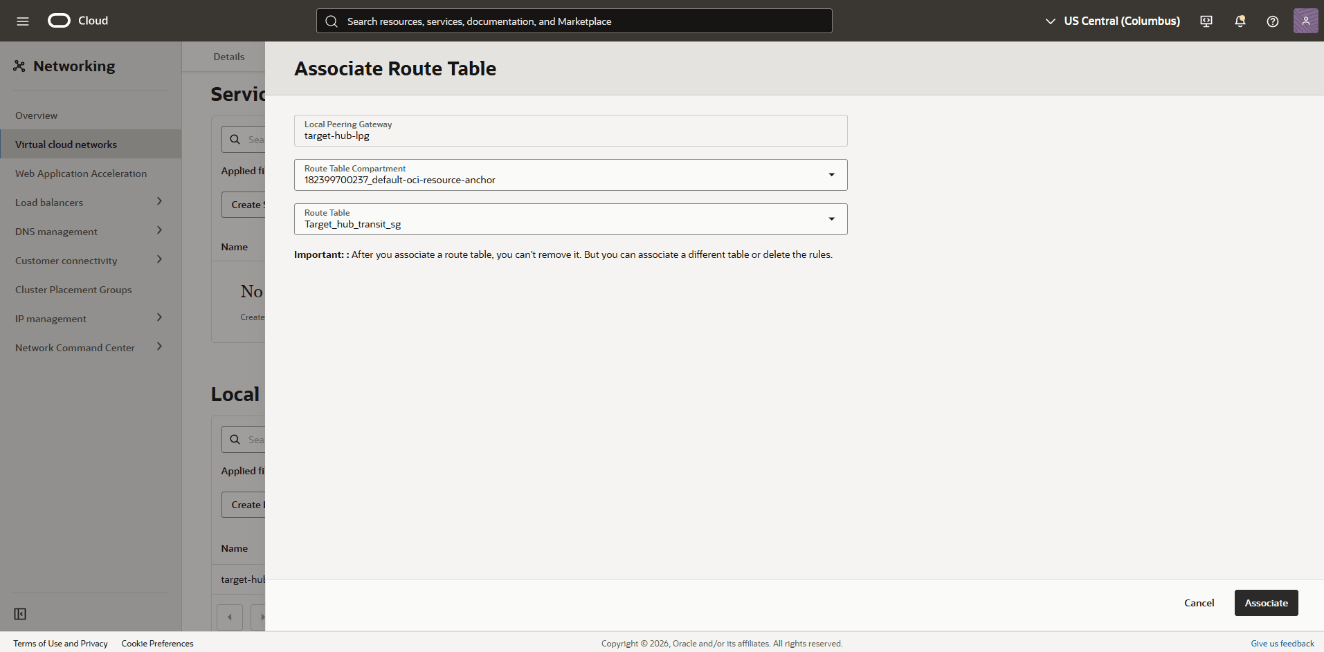 This screenshot shows the required configuration for cross-region restore.