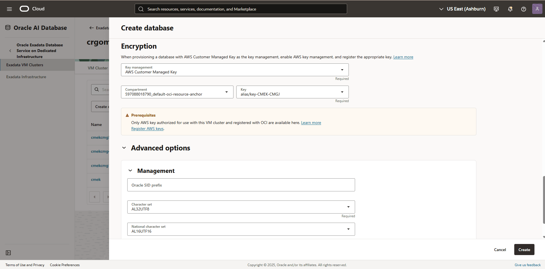 This screenshot shows how to change key management