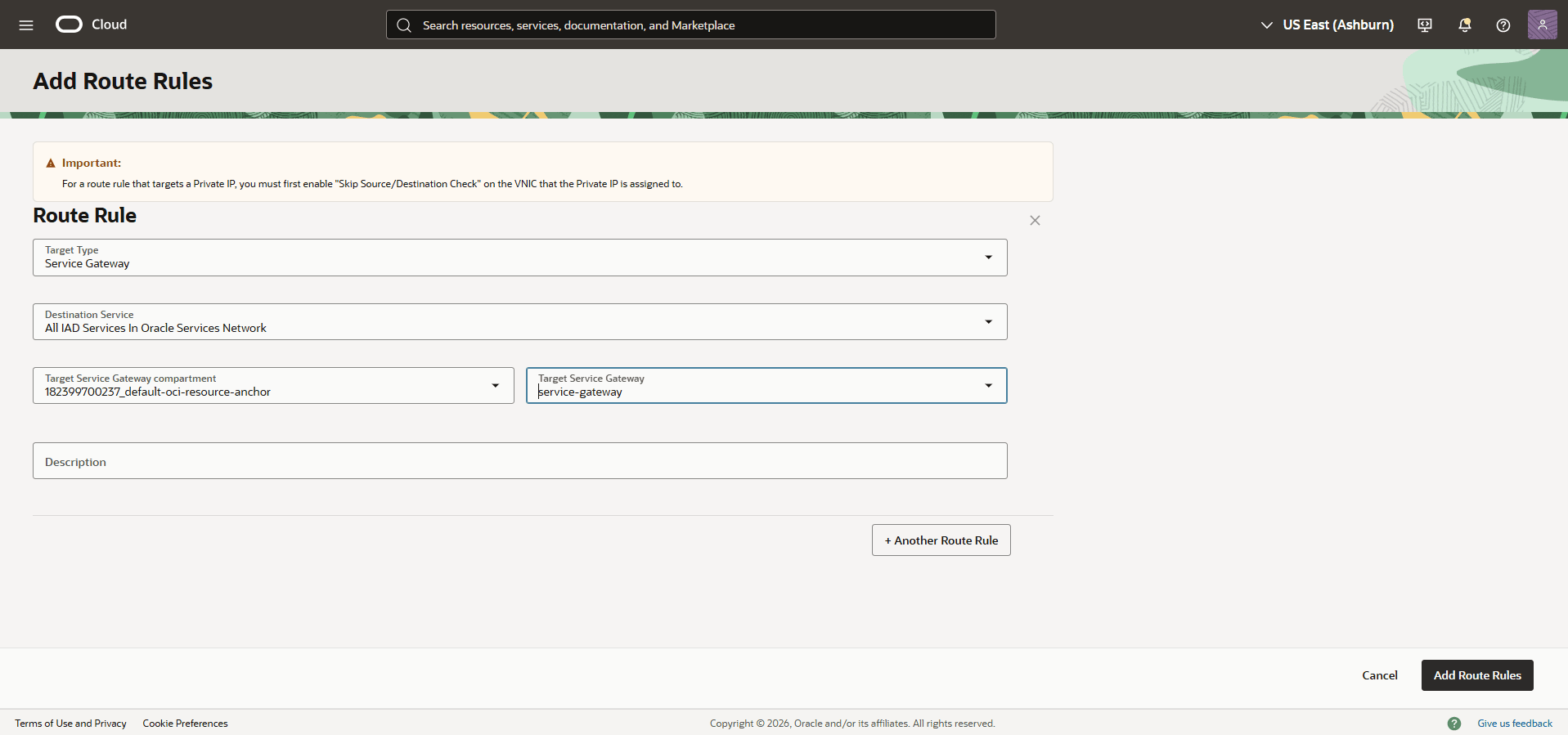 This screenshot shows how to create route rules.