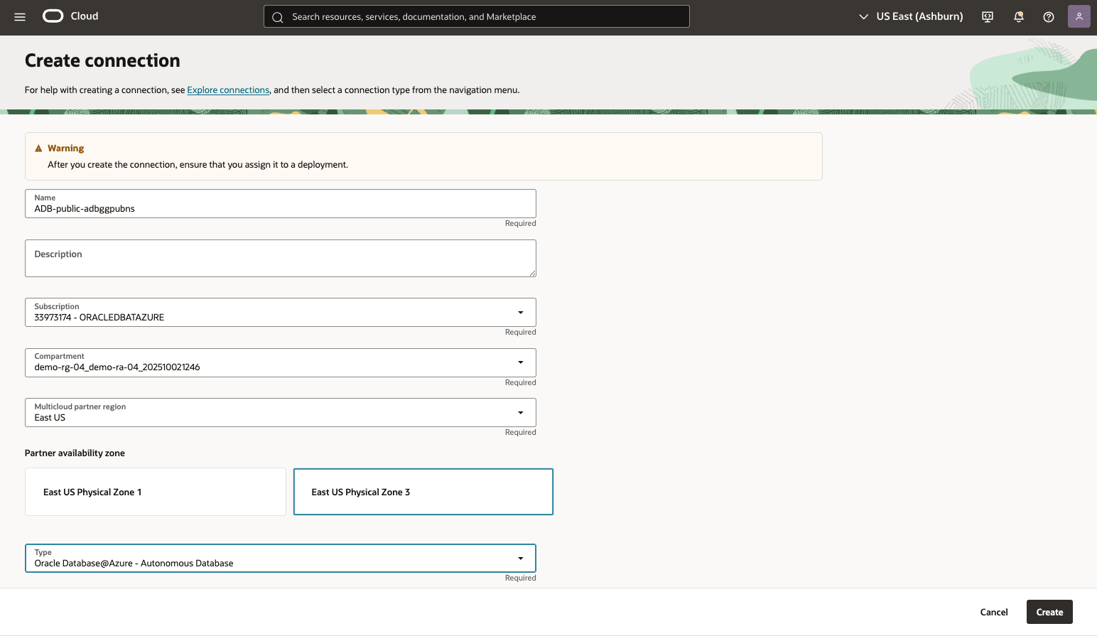 This screenshot shows how to create database connection.