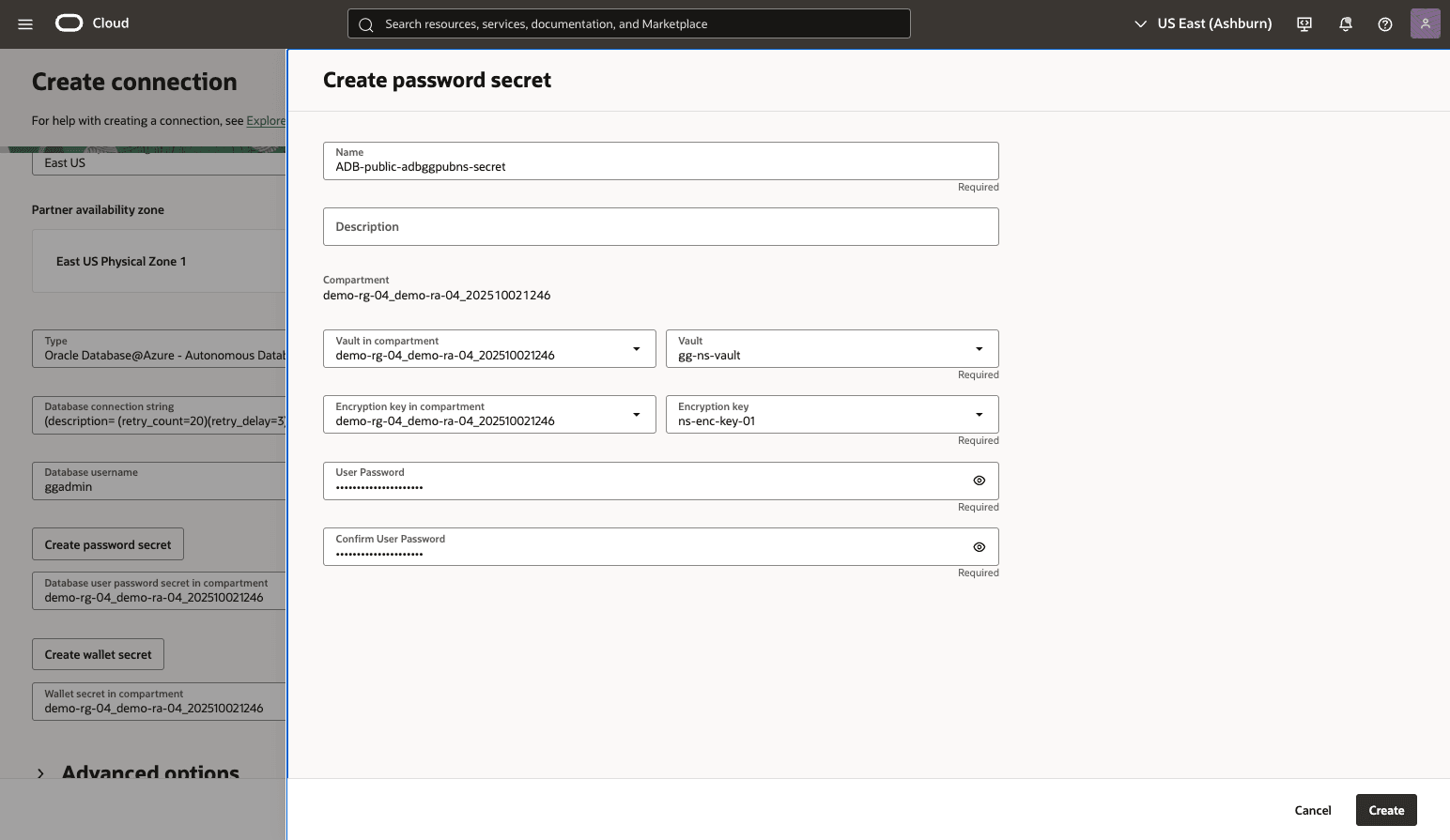 This screenshot shows how to create database connection.