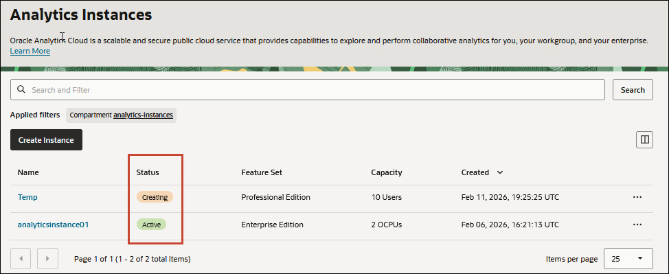 Description of console_oac_status.jpg follows Description of console_oac_status.jpg follows