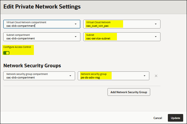 Options to add or edit NSGs Options to add or edit NSGs