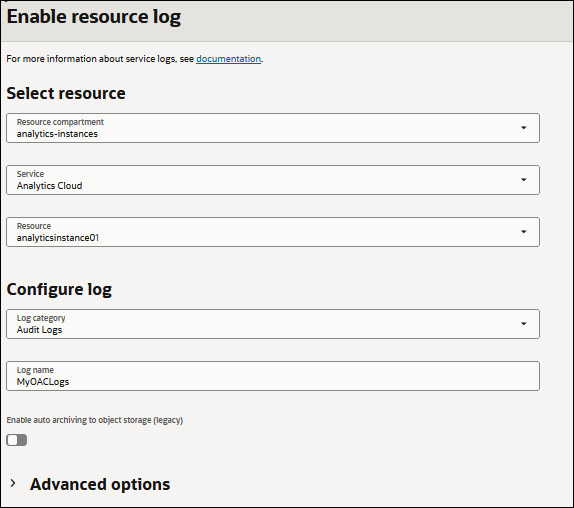 Enable resource logging