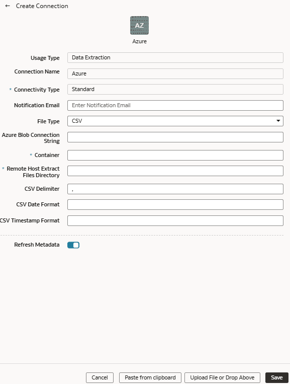 Azure Storage connection dialog Azure Storage connection dialog