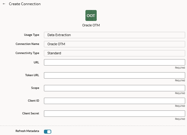 Create Oracle Transportation Management Cloud Service connection