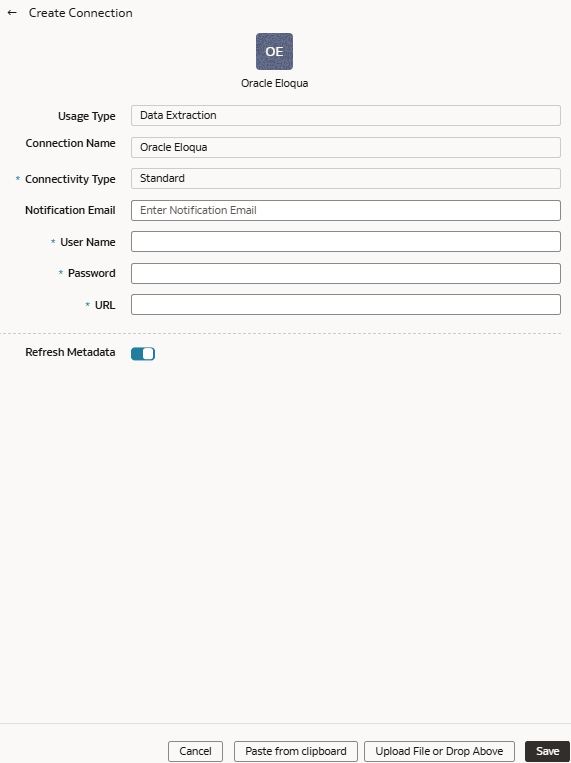 Description of fawag-eloqua-create-connection.png follows Description of fawag-eloqua-create-connection.png follows