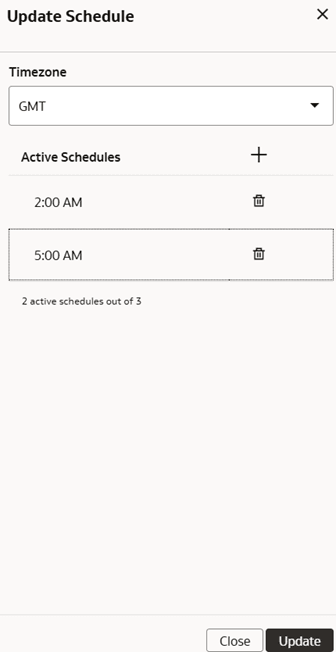 Update Schedule dialog