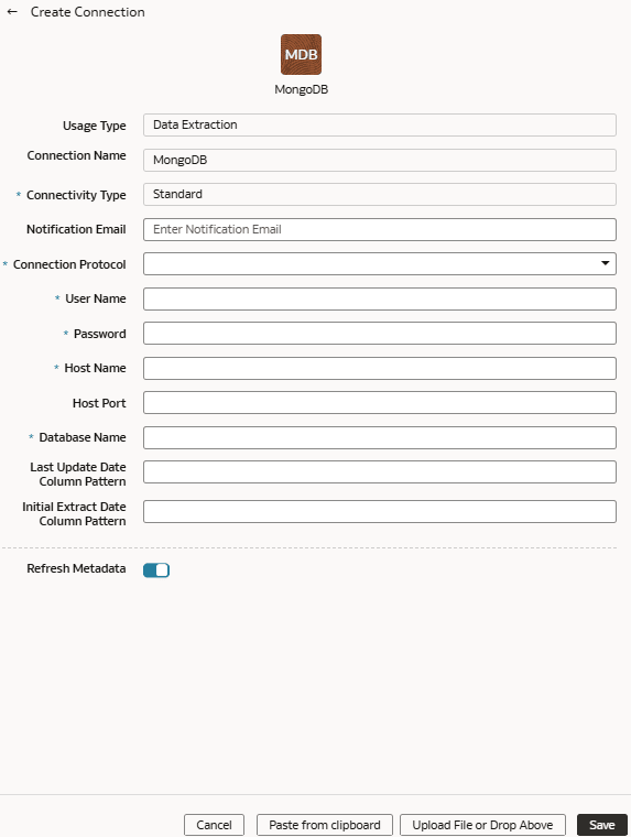 Create Connection for Mongo database dialog Create Connection for Mongo database dialog