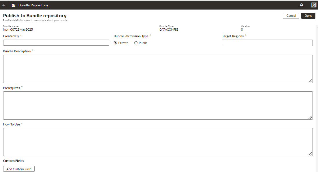 Publish Private bundle Publish Private bundle