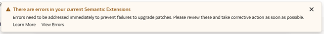 Banner alerting you about the errors in your semantic extensions