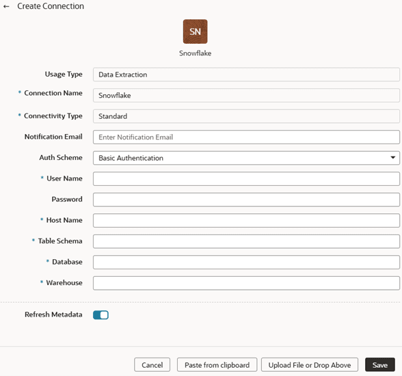 Create Snowflake connection with basic authentication Create Snowflake connection with basic authentication