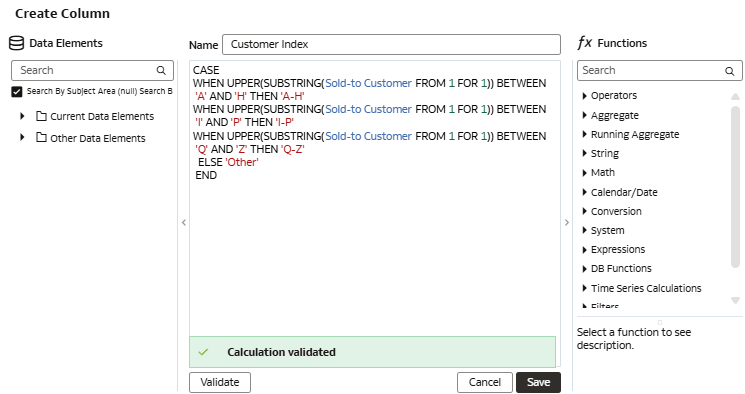 The Create Column dialog