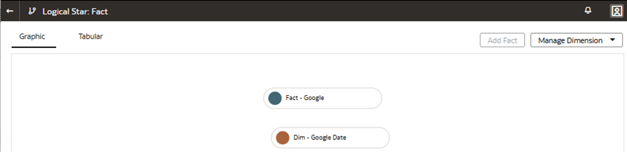 The Logical Star: Fact page displaying how to join the custom fact and custom dimension