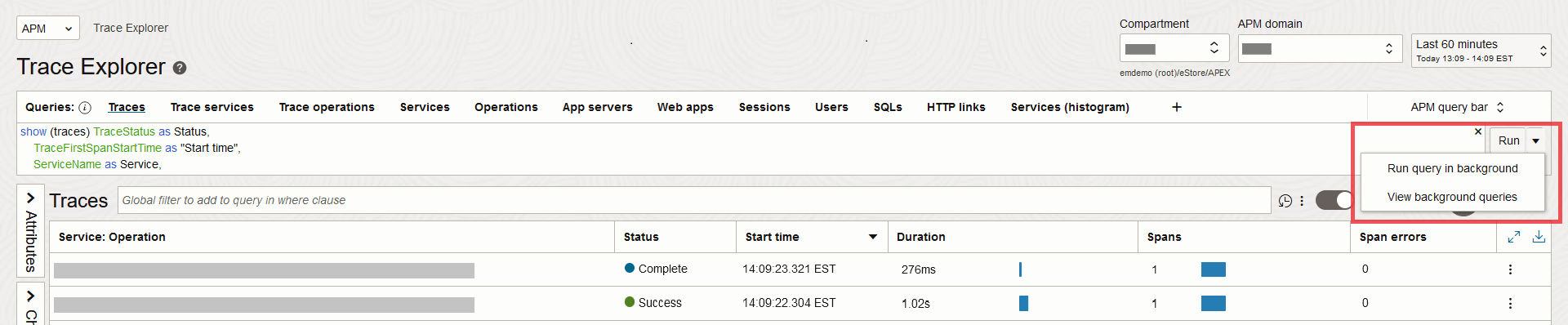 Run query in background