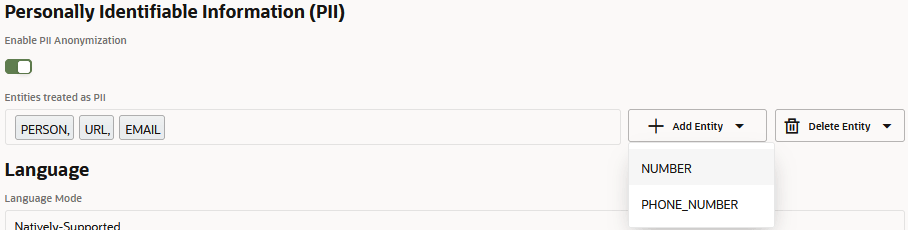 Description of pii-settings-configuration.png follows