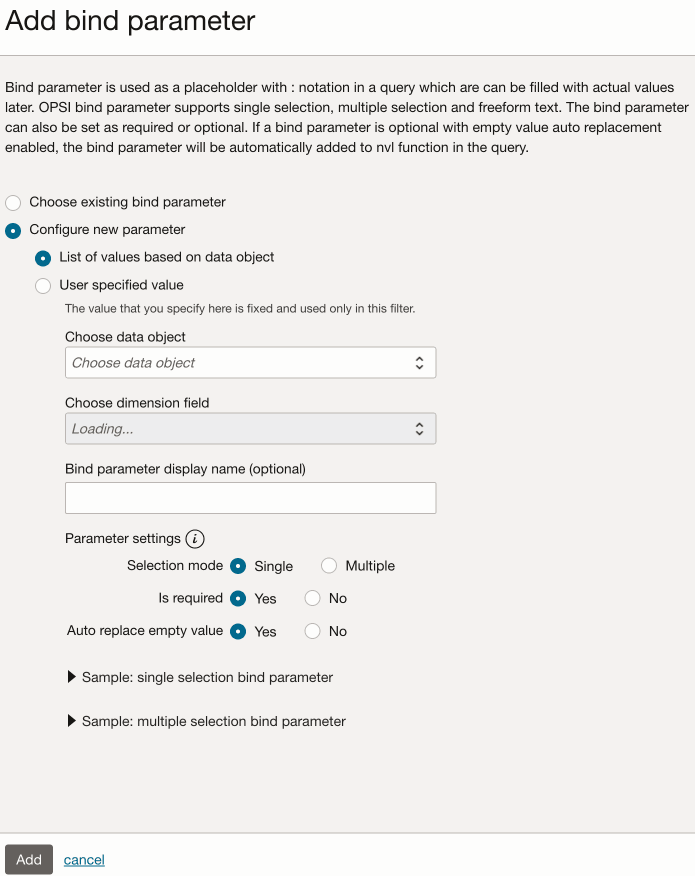 Add a new bind parameter and its values Add a new bind parameter and its values