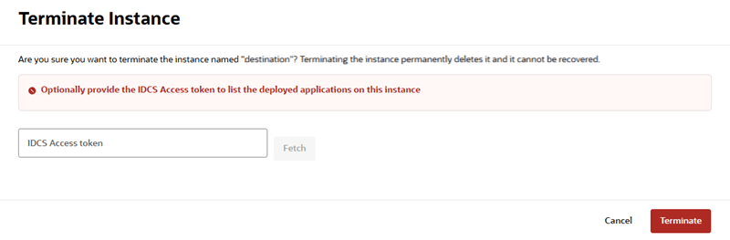 Description of admin-console-terminate.png follows Description of admin-console-terminate.png follows