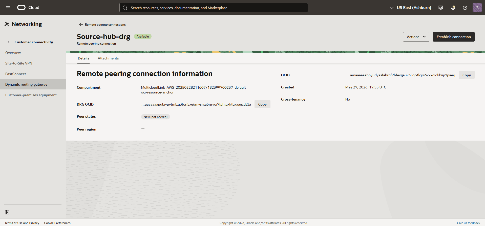 This screenshot shows the required configuration for cross-region restore. This screenshot shows the required configuration for cross-region restore.