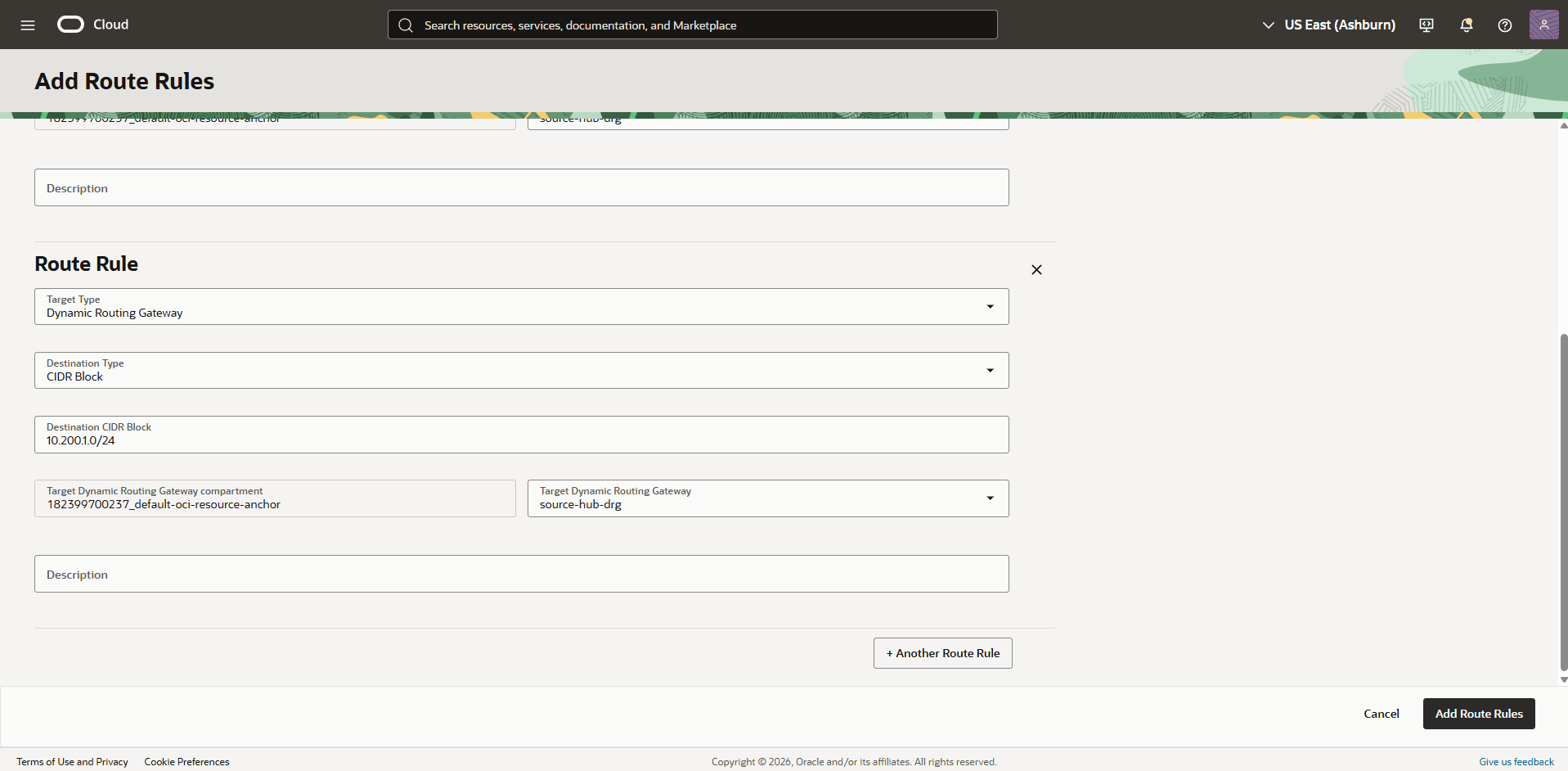 This screenshot shows the required configuration for cross-region restore. This screenshot shows the required configuration for cross-region restore.