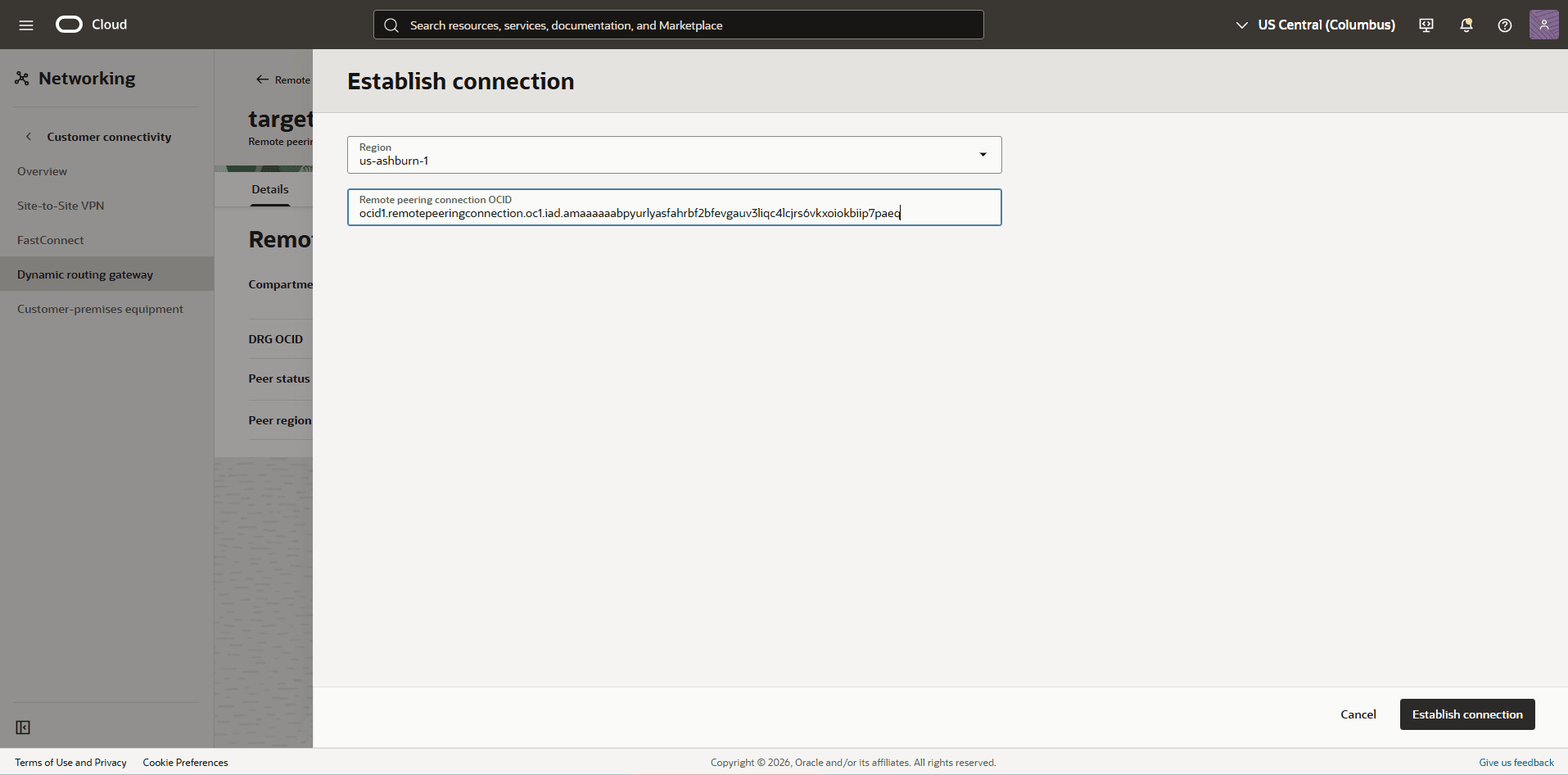 This screenshot shows the required configuration for cross-region restore. This screenshot shows the required configuration for cross-region restore.