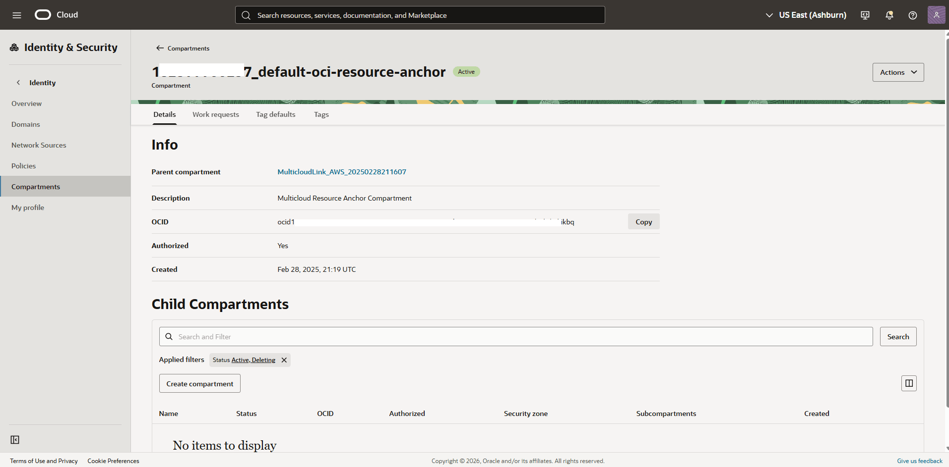 This screenshot shows how to obtain the OCID information. This screenshot shows how to obtain the OCID information.