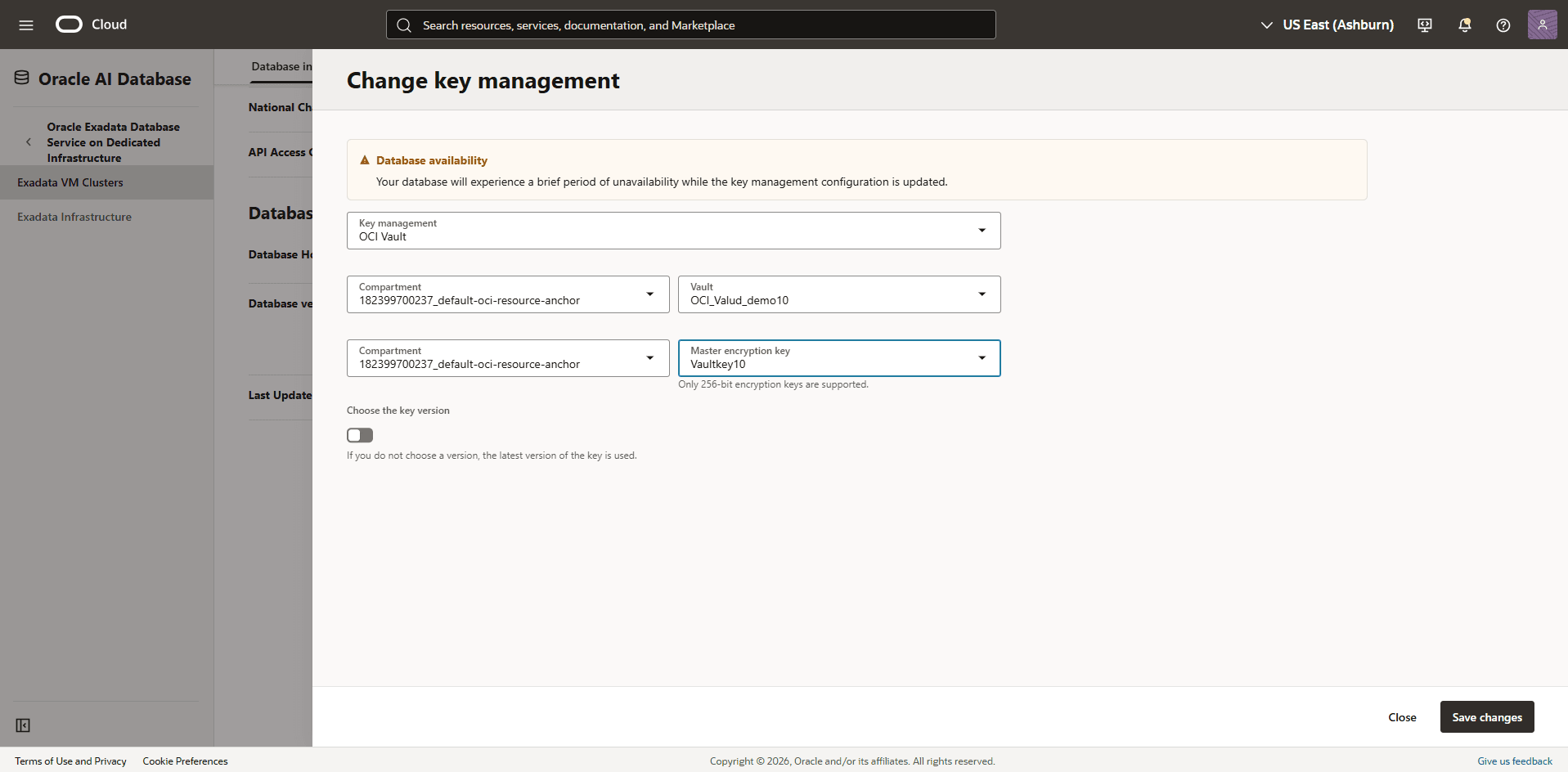 This screenshot shows how to change key management. This screenshot shows how to change key management.