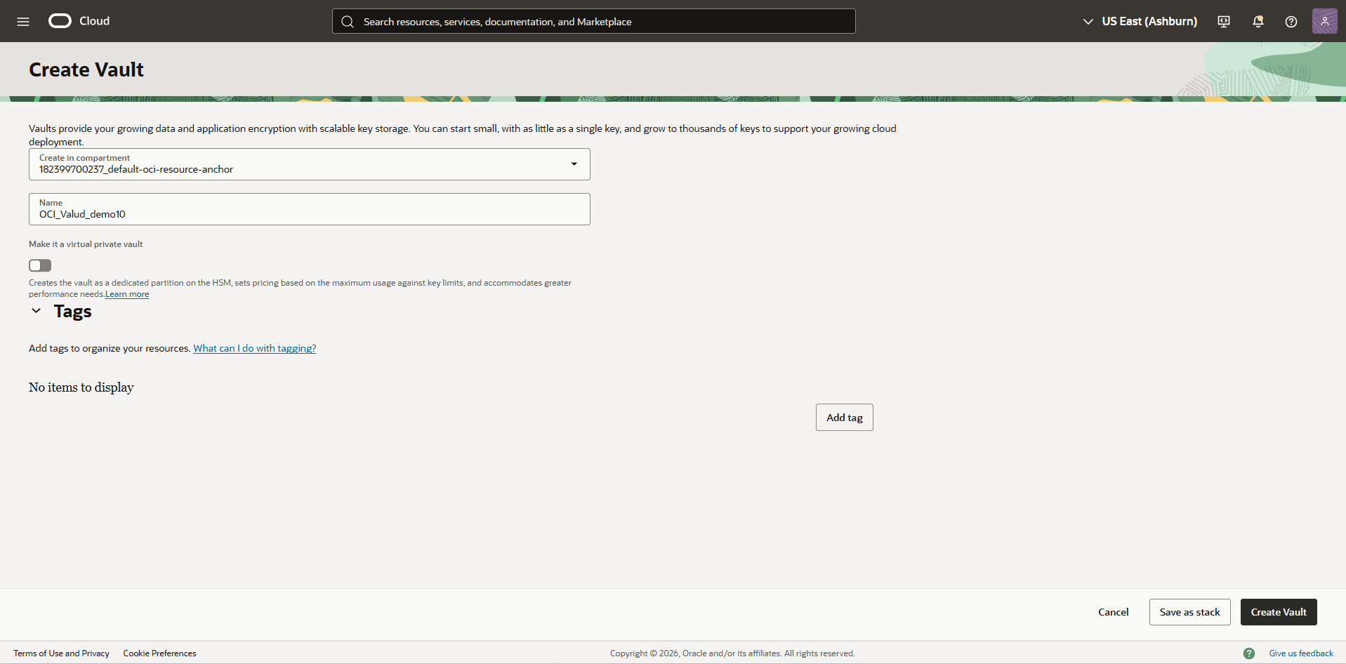 This screenshot shows how to create a vault. This screenshot shows how to create a vault.