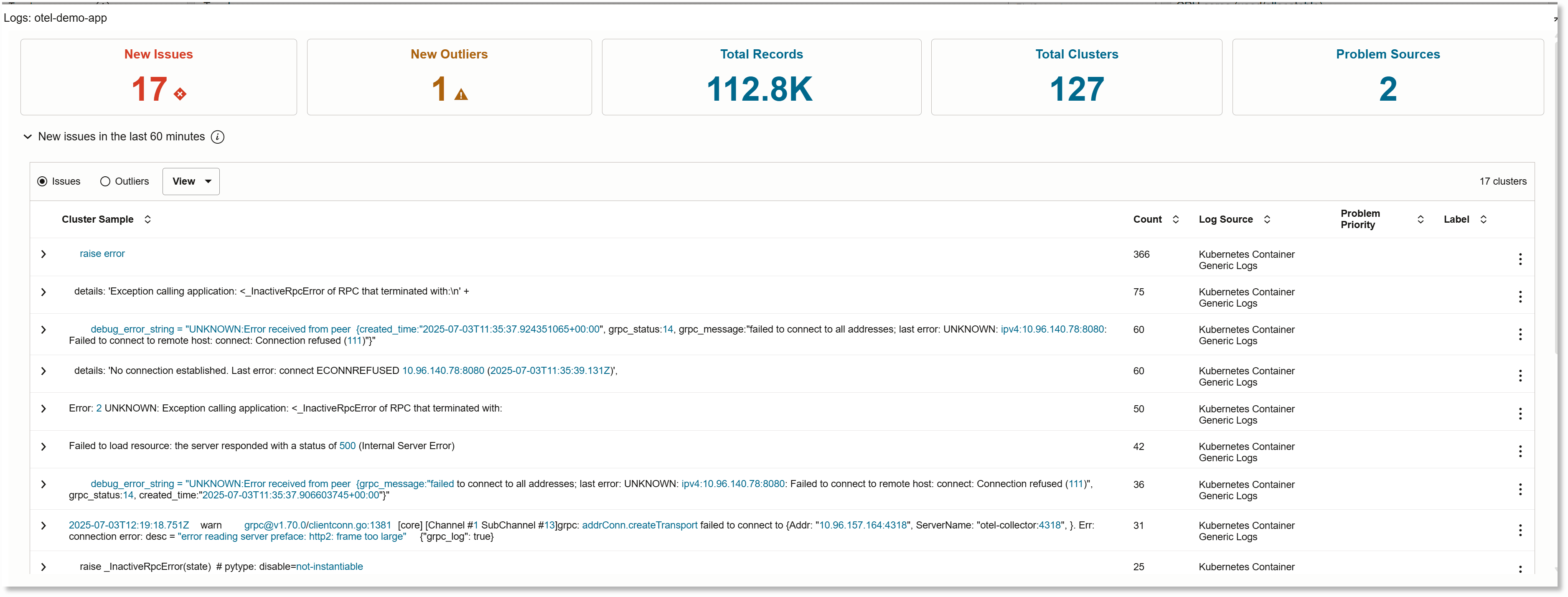 View log details of the namespace View log details of the namespace